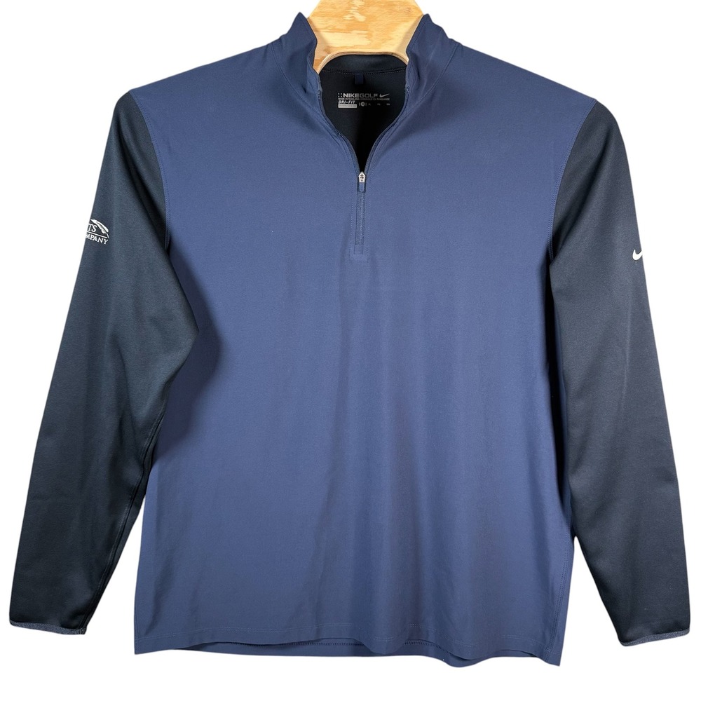 Nike Pullover Mens XL Blue Dri-FIT Quarter Zip Golf Long Sleeve Performance Top